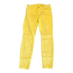 Michael Kors Womens Izzy Skinny Leg Jeans Denim Mid Rise Stretch Yellow Size 4